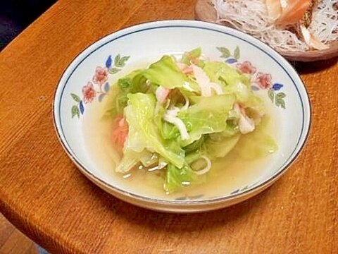 キャベツと　かにかまの　ほっこり煮物